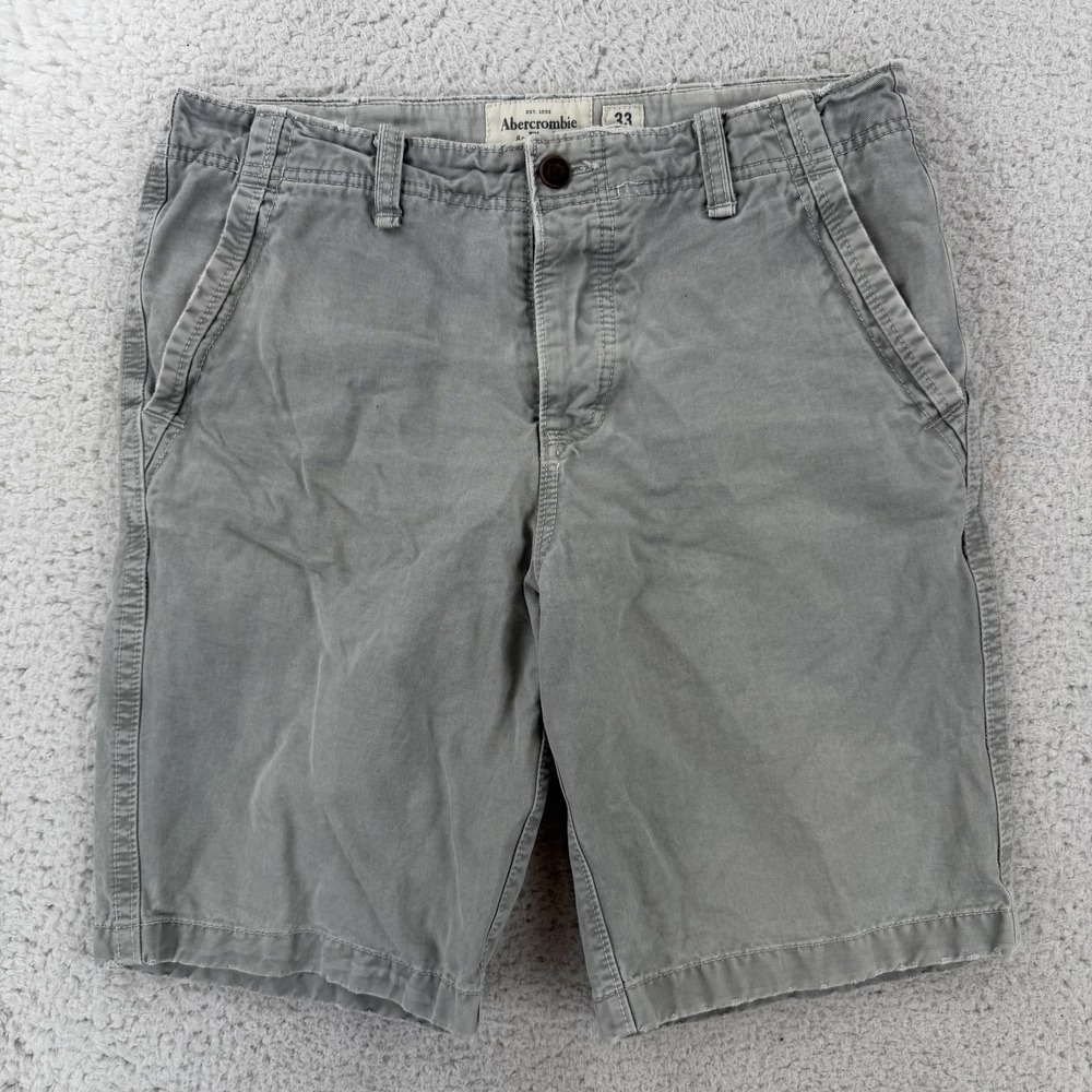 VTG Abercrombie & Fitch Shorts Mens 33 Gray Chino Cotton Flat Front Y2K Casual